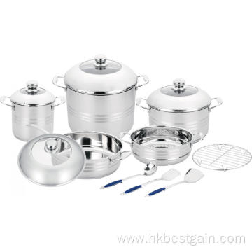 13pcs Cookware Set with Steamer and Cooking Utensils